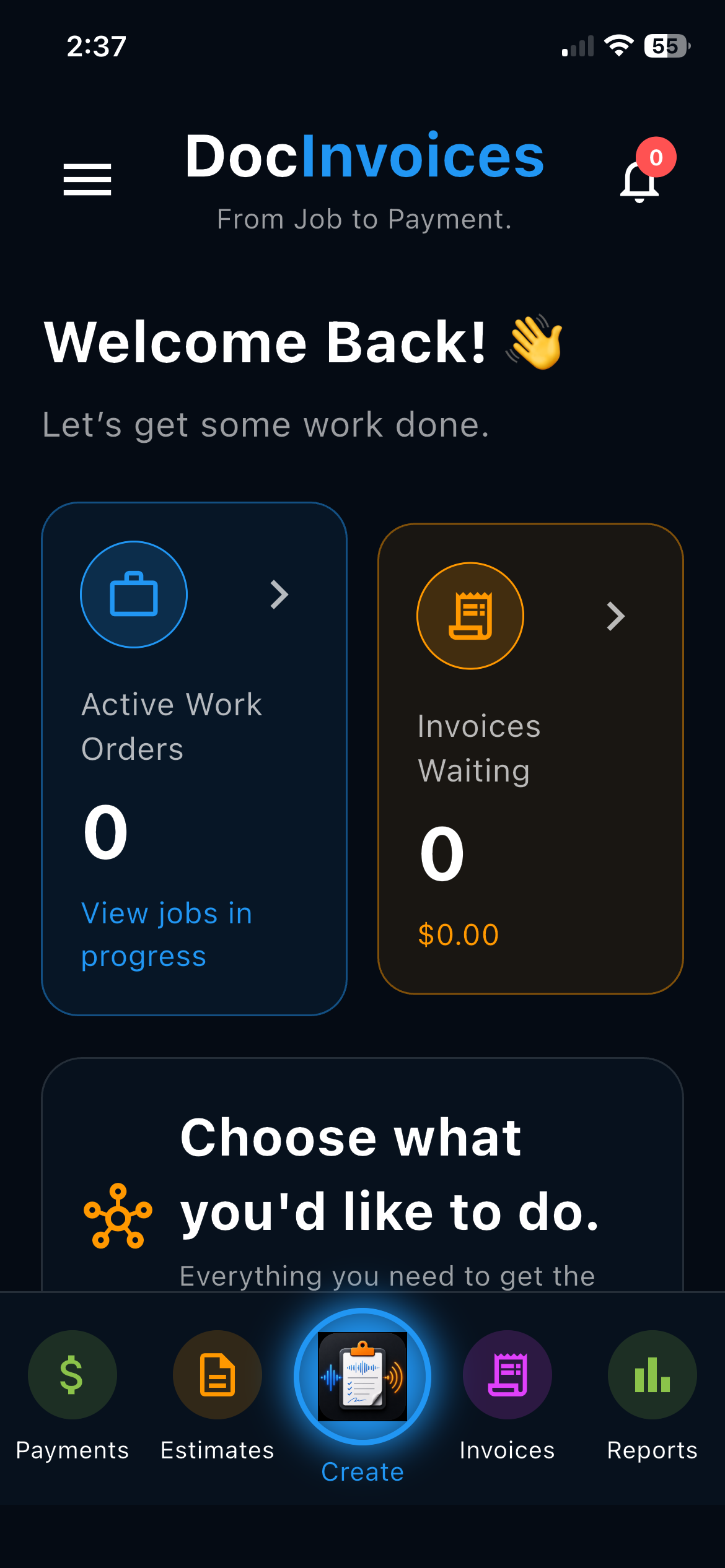 DocInvoices dashboard